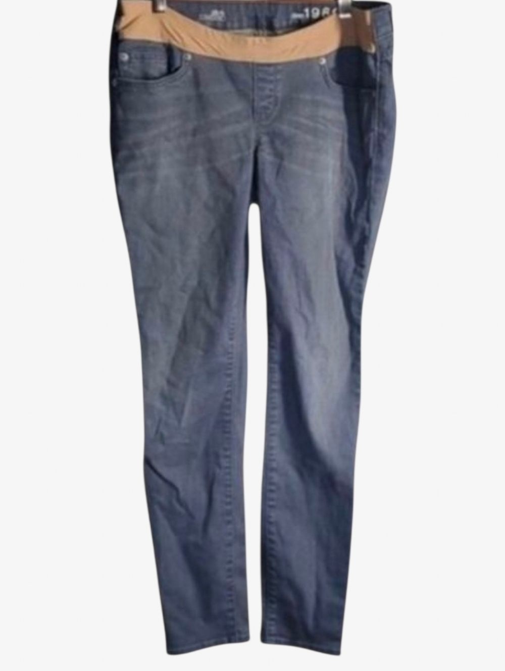 Gap 1969 jeans women's size 28 size 6R size 6 blue cream maternity front elastic
